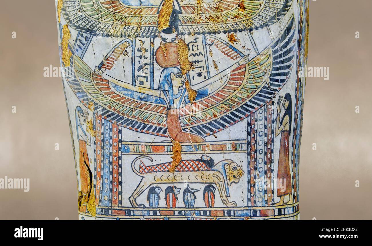 Ptolemäischer ägyptischer mumienförmiger Sarg von Mes-per, 2-1st Cent v. Chr., Gamhud, Nekropolis. Kunsthistorisches Museum Wien ALS 6688. Nahaufnahme des Godd Stockfoto