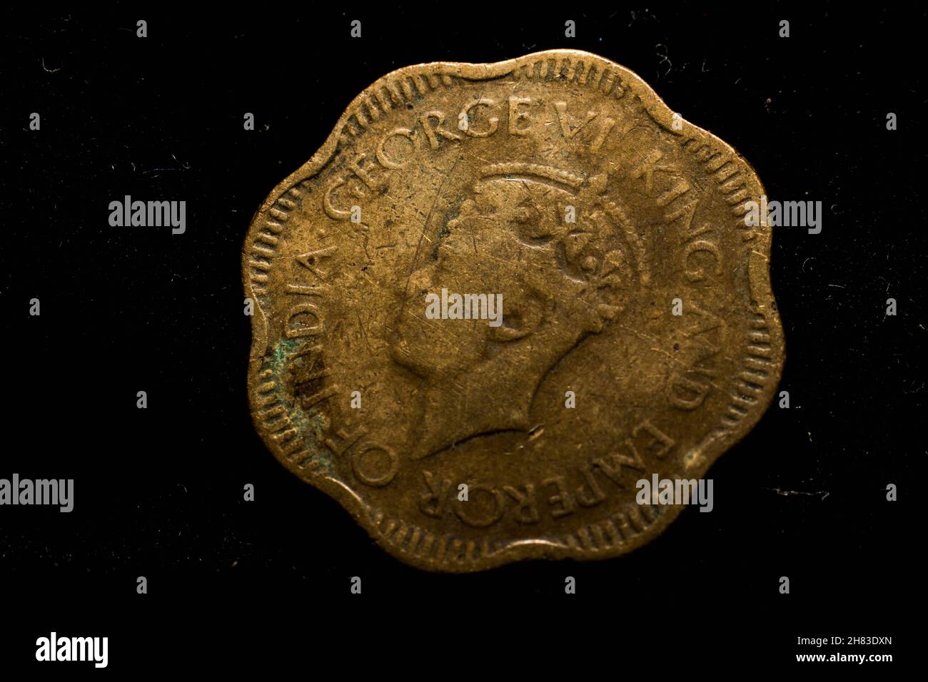 Nahaufnahme einer alten 10-Cent-Münze. Stockfoto