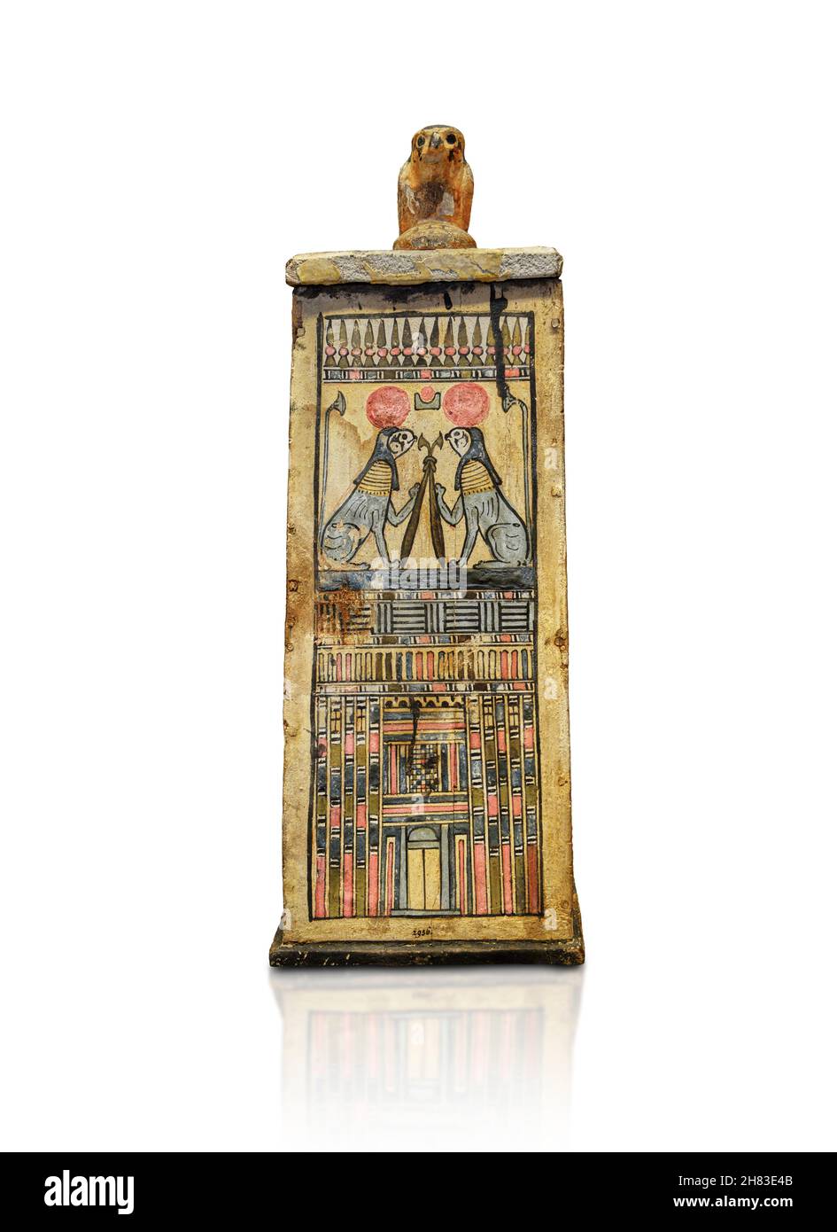 Ptolemäische ägyptische Grabkammer, Canopische Grabkammer, 305-31 v. Chr. Ptolemäus-Zeit. Kunsthistorisches Museum Wien ALS 806. Lackiertes Holz, H 50,2 cm, B 21,8 cm. Stockfoto