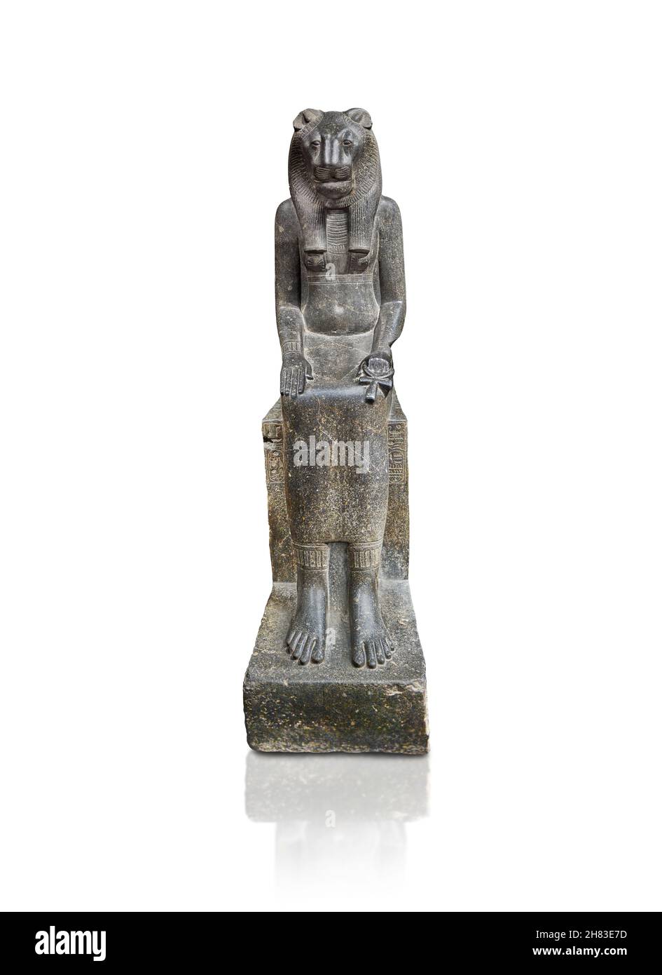 Alte ägyptische sitzende Statue der Göttin Sakhmet, 1410- 1372 BC 16th Dynastie, Mut Tempel Karnak. Kunsthistorisches Museum Wien Inv. AS 78. Dio Stockfoto