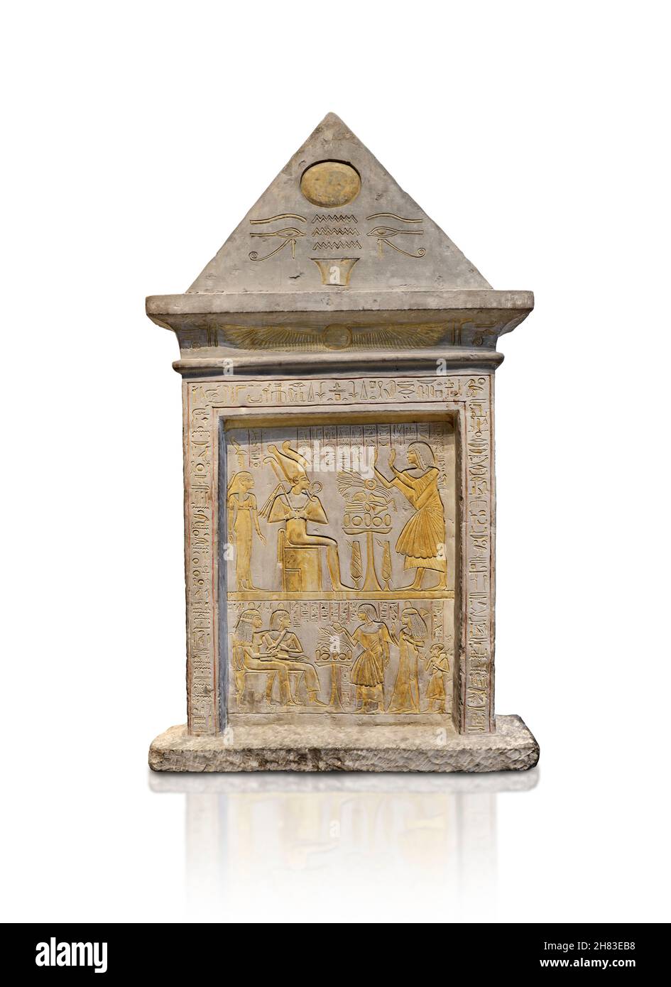 Alte ägyptische Stele von Amenhotep, 1304-190 v. Chr., 19th Dynastie, Saqquara. Kunsthistorisches Museum Wien ALS 178. Rechteckige Stele mit einem Cavetto Co Stockfoto