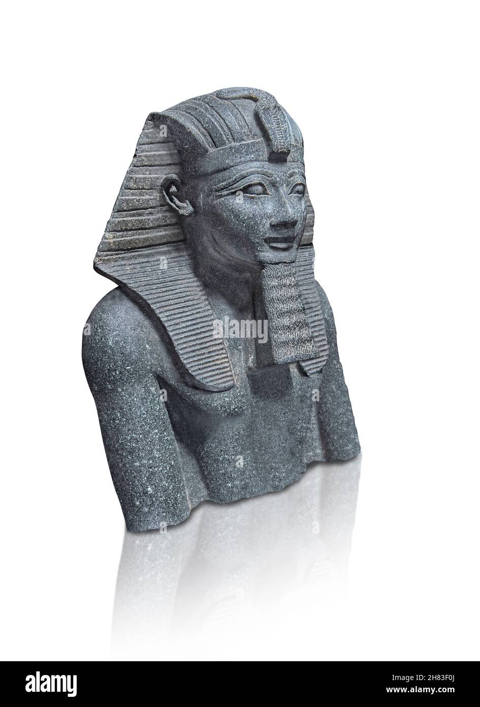 Alte ägyptische Statue von Tuthmosis III., 1504 - 1452 v. Chr., 18th Dynastie. Kunsthistorisches Museum Wien Inv. AS 70. Diorit. Trotz der Abwesenheit eines Stockfoto