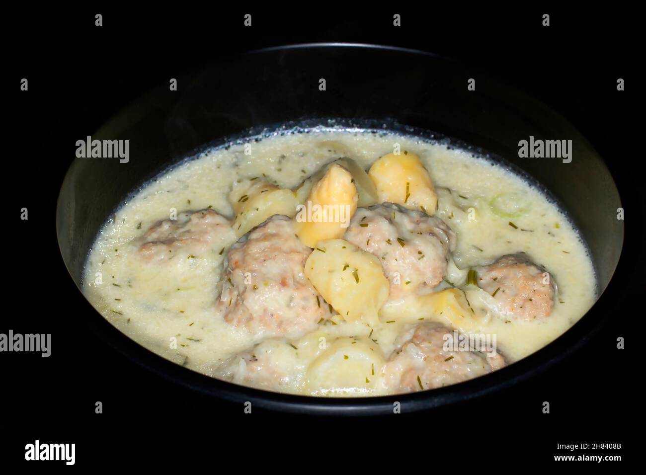Spargelsuppe, Spargelcreme Stockfoto