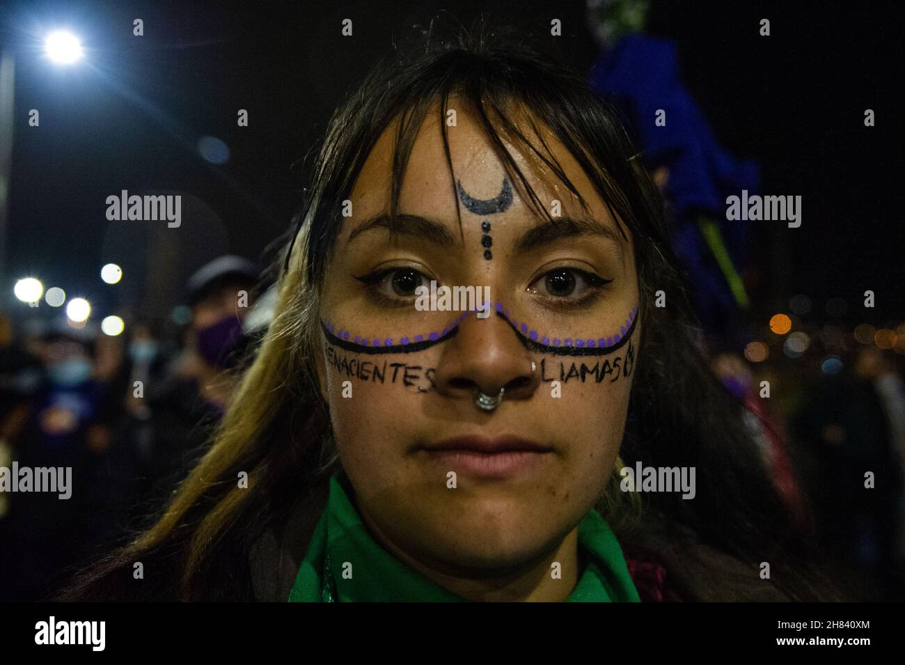 Am 25. November 2021 nehmen Frauen am Internationalen Tag zur Beseitigung von Gewalt gegen Frauen in Bogota, Kolumbien, Teil. Stockfoto