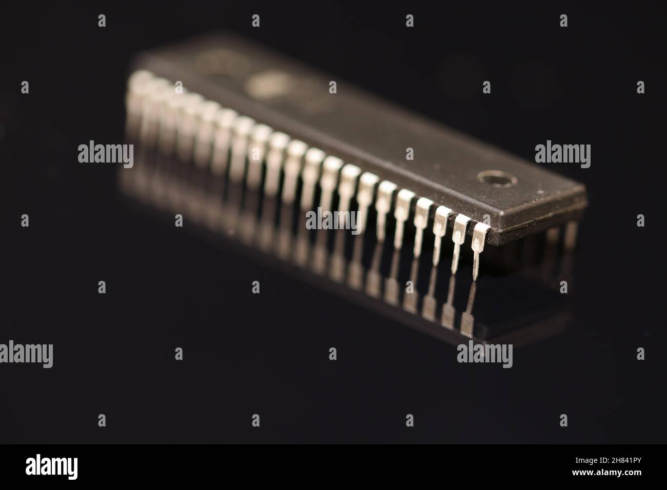 Elektronische Komponenten: microchip Makrobild. Mikrocontroller. Stockfoto