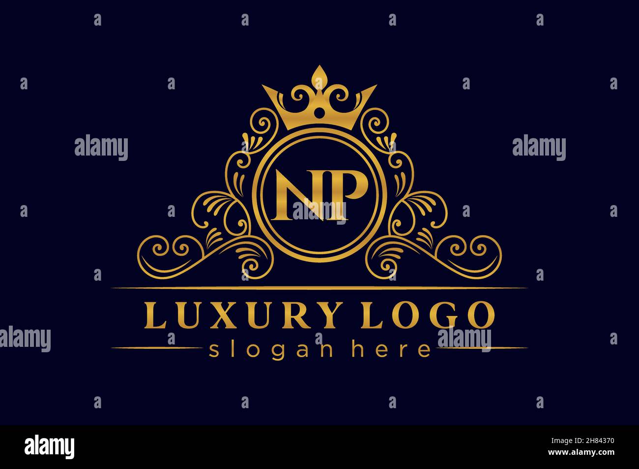 NP Initial Letter Gold kalligraphisch feminin floral handgezeichnetes heraldisches Monogramm antiker Vintage-Stil Luxus-Logo-Design Premium Stock Vektor