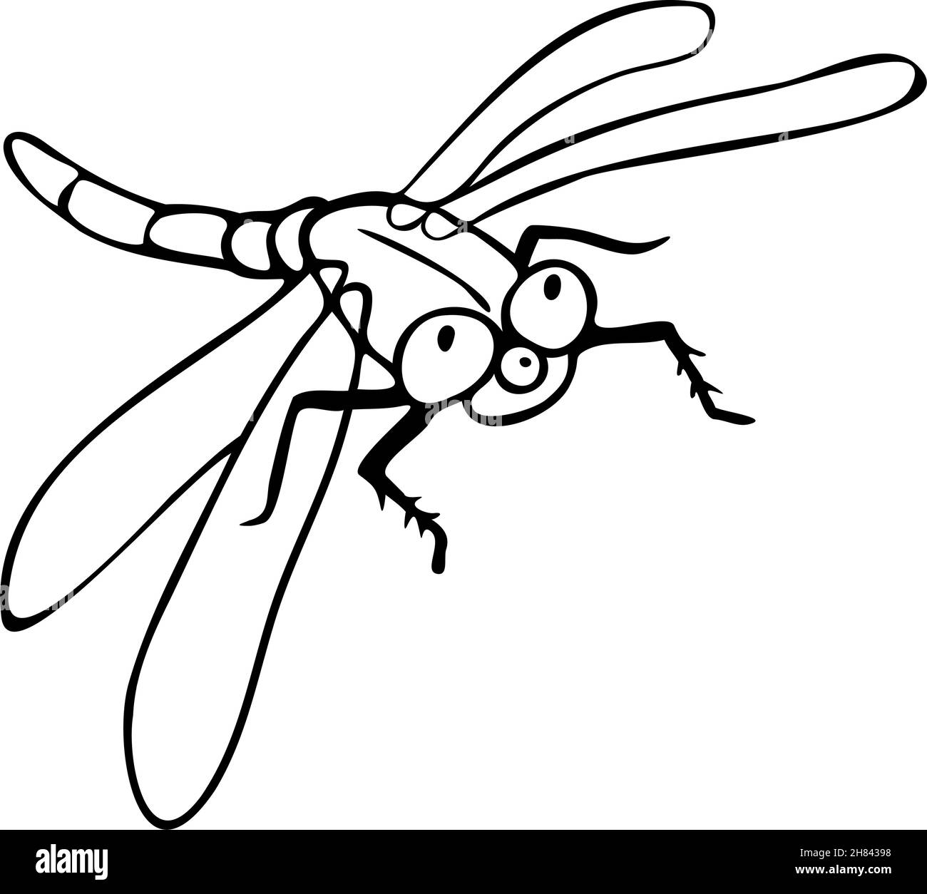 Vektor-Illustration der schwarzen und weißen Libelle. Design für das ausmalen. Stock Vektor