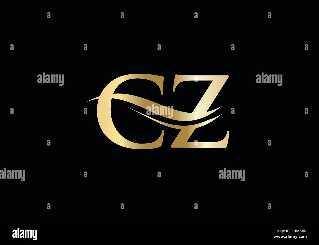 Cz Logo Design Vektor. Swoosh CZ-Logo mit Schriftzug Stock Vektor