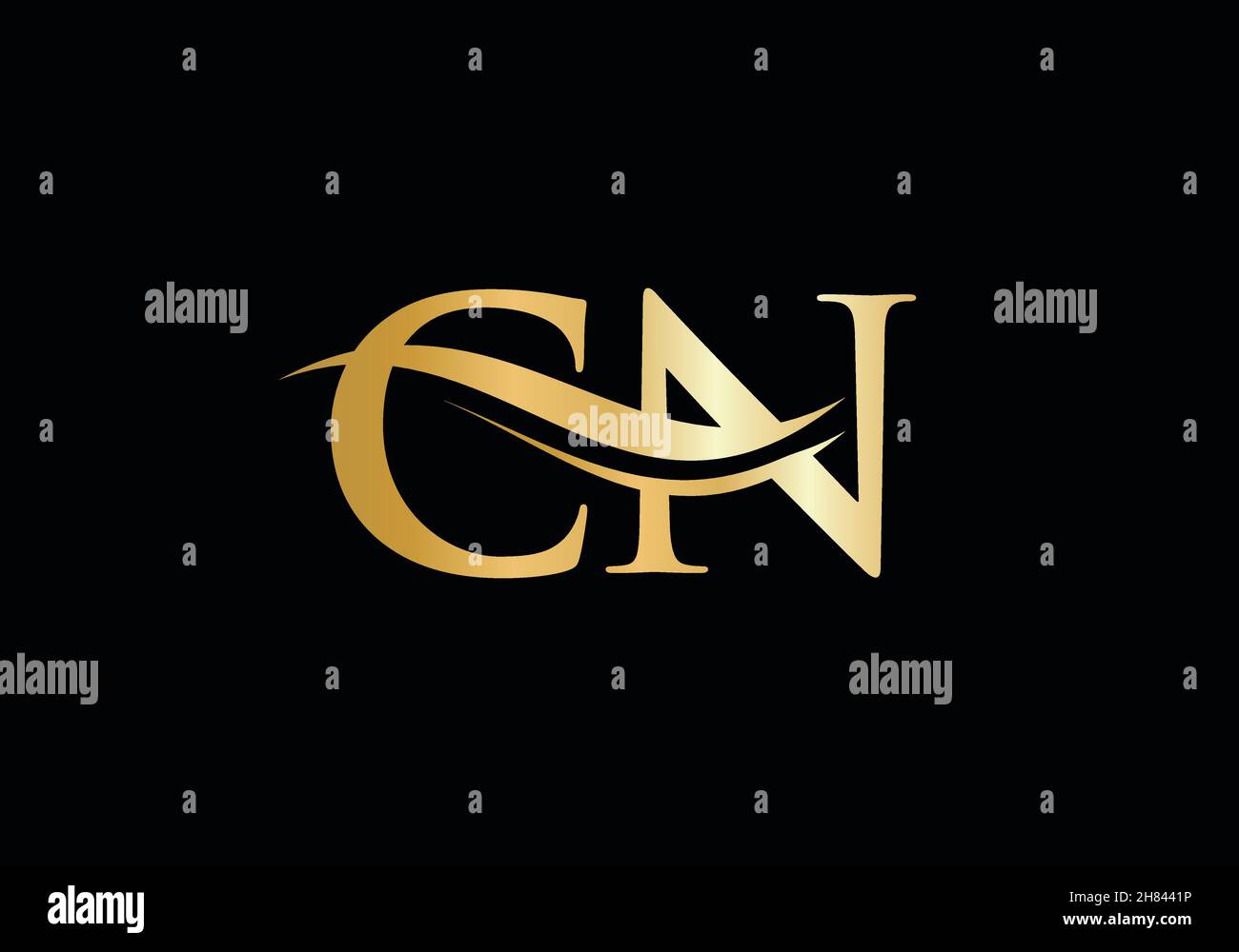 Premium Letter CN Logo Design mit Wasserwellenkonzept. Stock Vektor