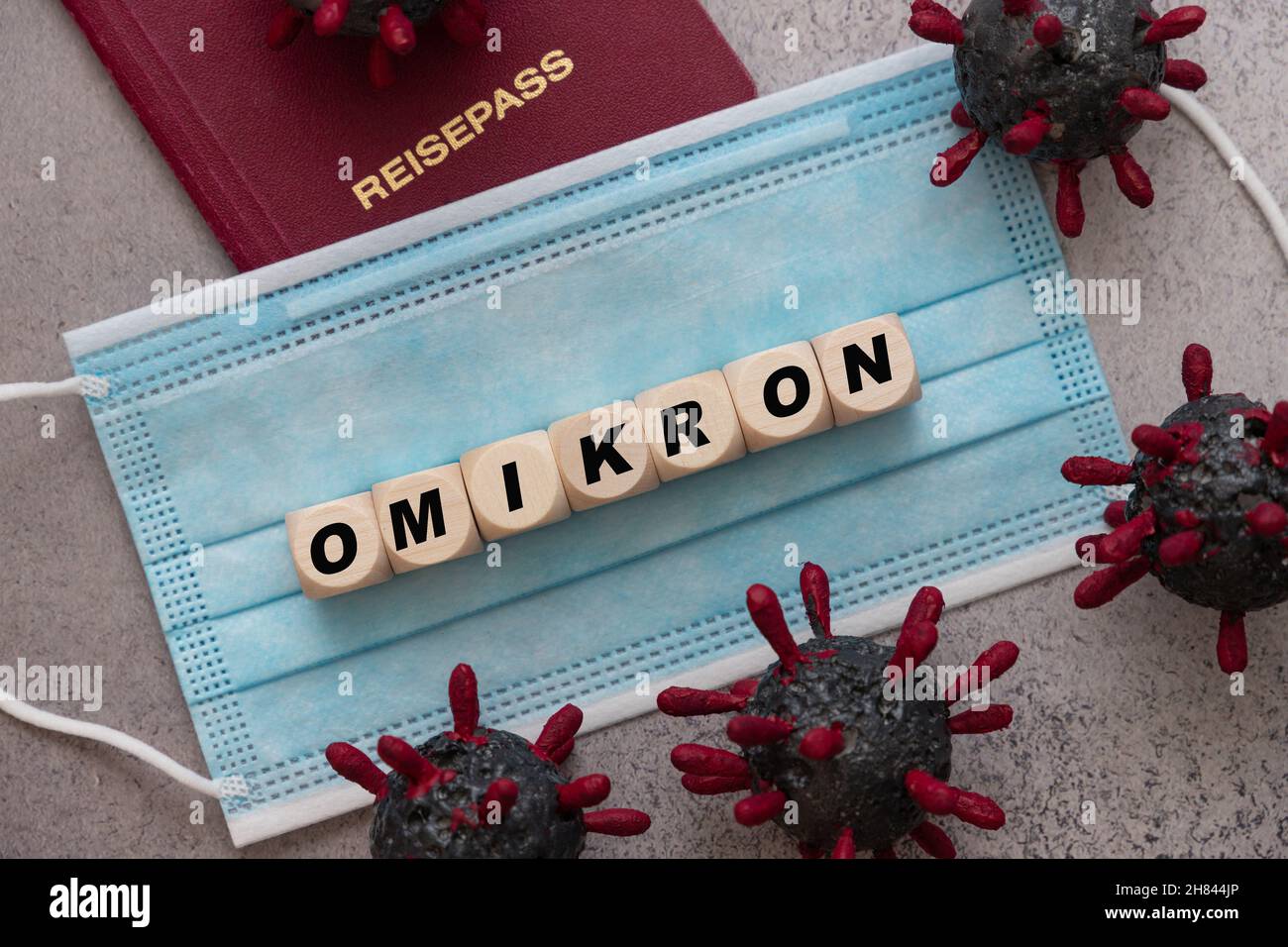 Omikron ist der neue Typ des Corona-Virus aus Südafrika, der als B.1.1.529 gekennzeichnet ist Stockfoto