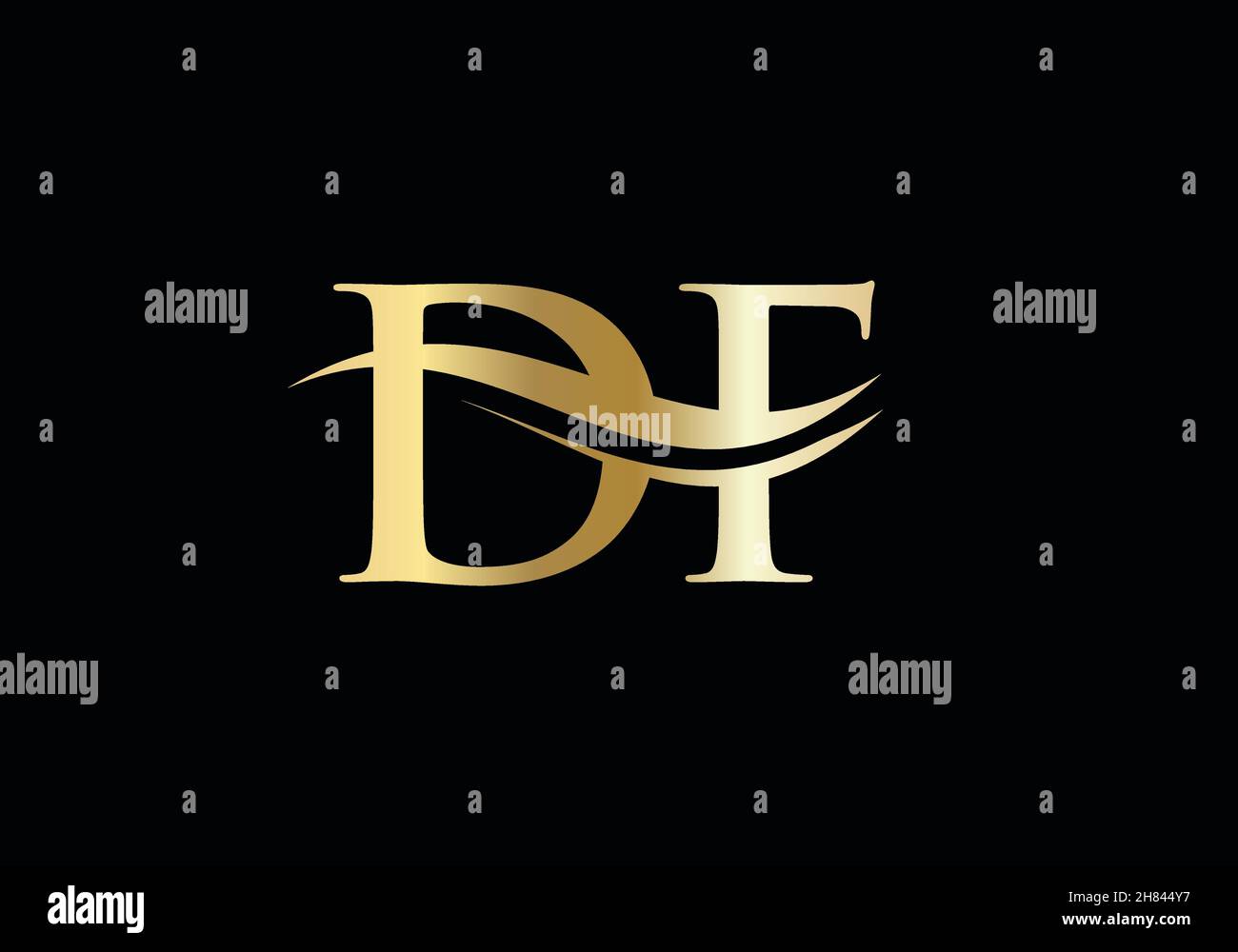 Wasserwellen-DF-Logo-Vektor. Swoosh Letter DF Logo Design für Geschäfts- und Firmenidentität. Stock Vektor