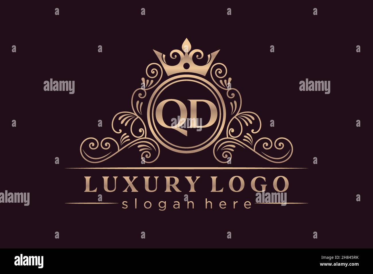 QD Initial Letter Gold kalligraphisch feminin floral handgezeichnetes heraldisches Monogramm antiker Vintage-Stil Luxus-Logo-Design Premium Stock Vektor