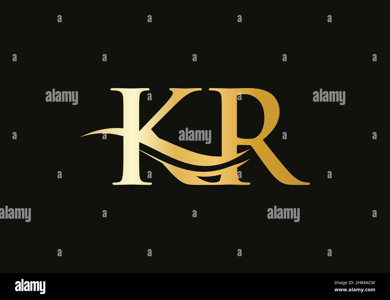 Swoosh Letter KR Logo Design für Geschäfts- und Firmenidentität. Water Wave KR Logo mit modernem Trend Stock Vektor