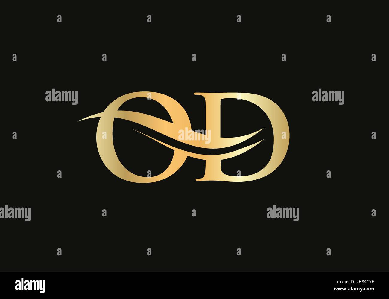 Logo mit goldenem OD-Schriftzug. OD Logo-Design mit kreativen und modernen trendy Stock Vektor