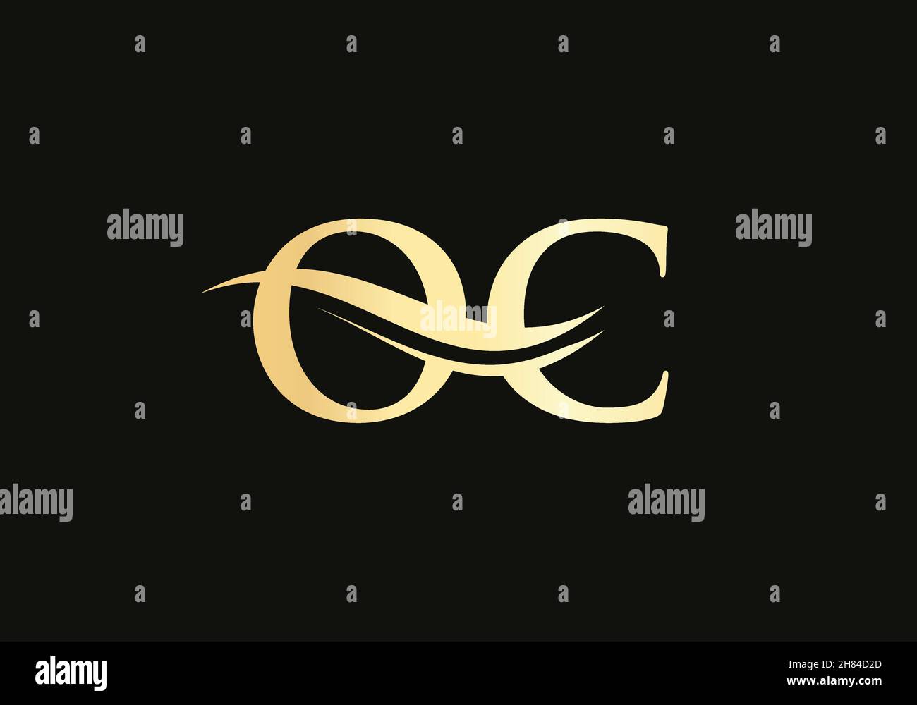 Anfängliches OC-Logo mit goldenem Buchstaben. OC-Logo-Design mit modernem Trend Stock Vektor