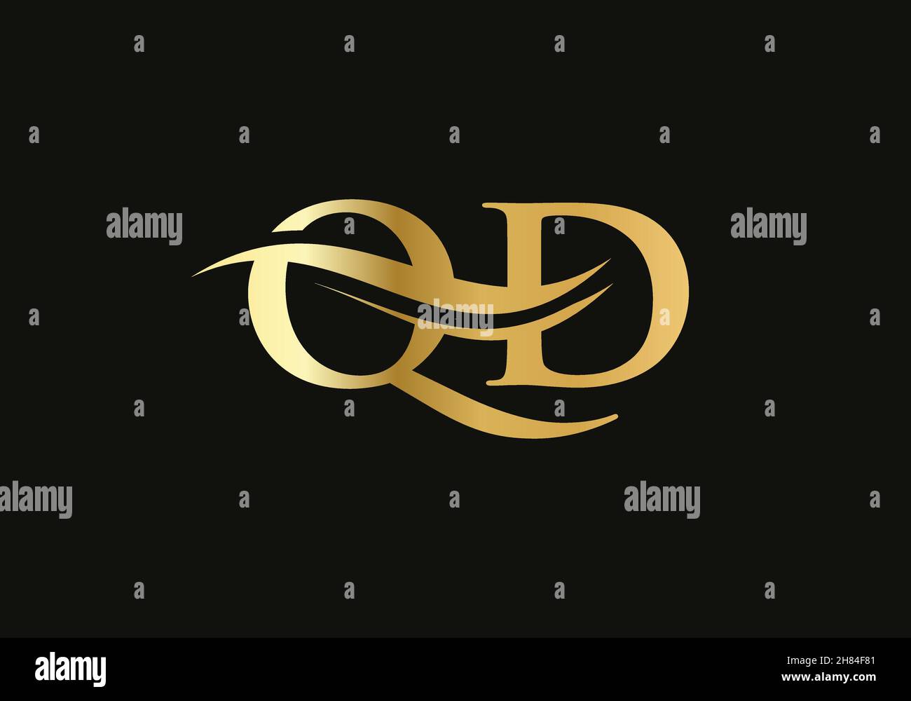 Goldenes QD-Logo mit Schriftzug. QD-Logo-Design mit kreativen und modernen trendy Stock Vektor
