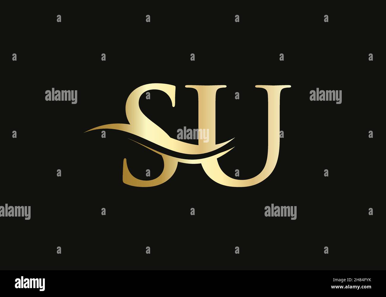 Swoosh Letter SU Logo Design für Geschäfts- und Firmenidentität. Water Wave SU Logo mit modernem Trend Stock Vektor