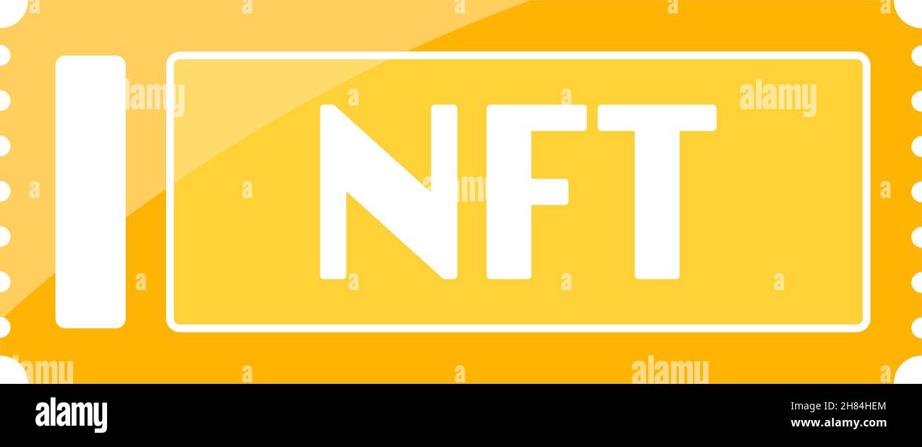 NFT oder nicht-fungible Token als goldenes Ticket im Vektor Stock Vektor