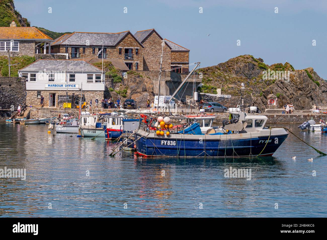 Mevagissey Harbour / Harbour Office - Mevagissey, Cornwall, Großbritannien. Stockfoto