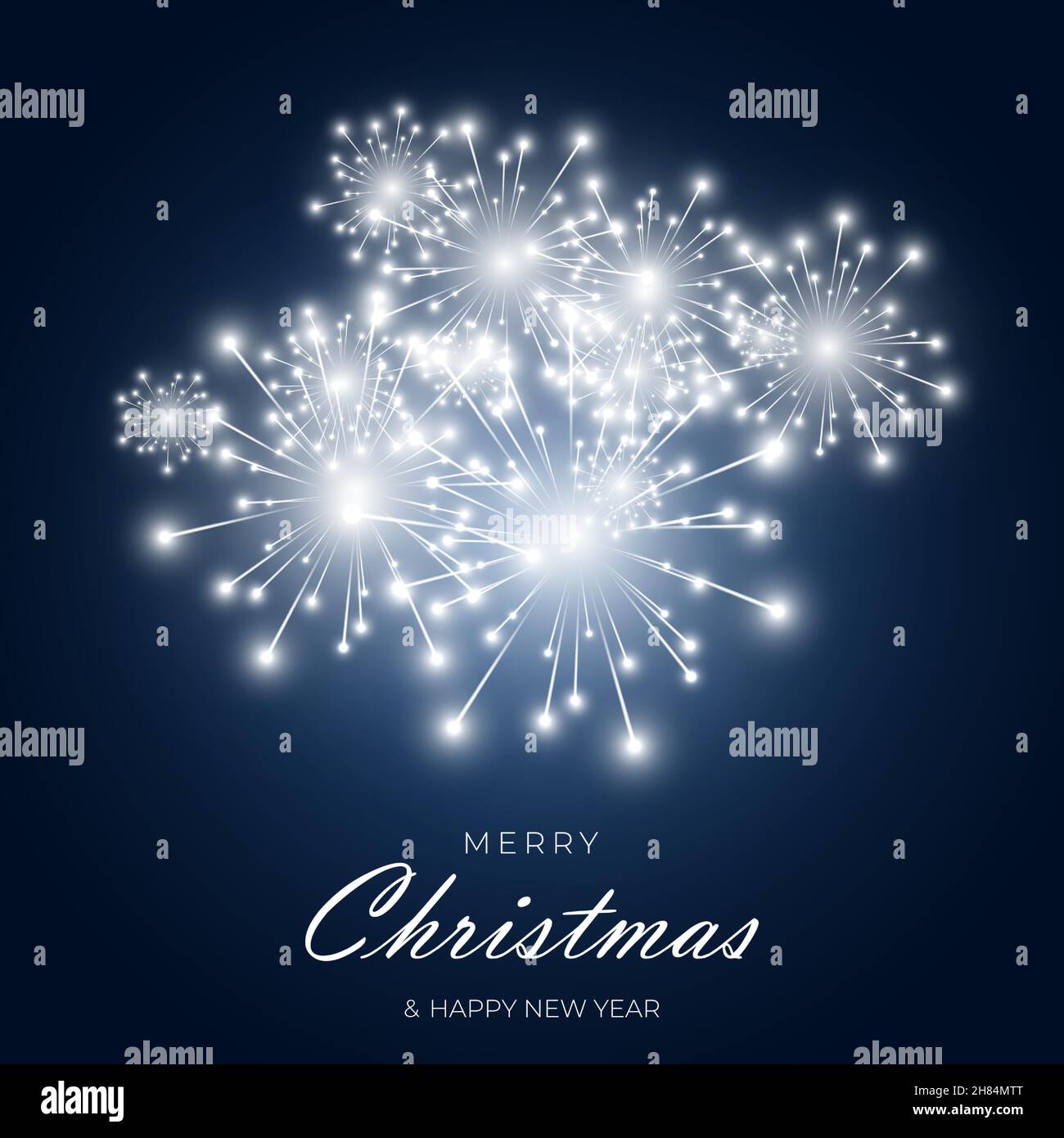 Frohe weihnachten und ein glückliches neues Jahr festlichen Hintergrund mit Feuerwerk und funkeln Feier Lichter. Stock Vektor