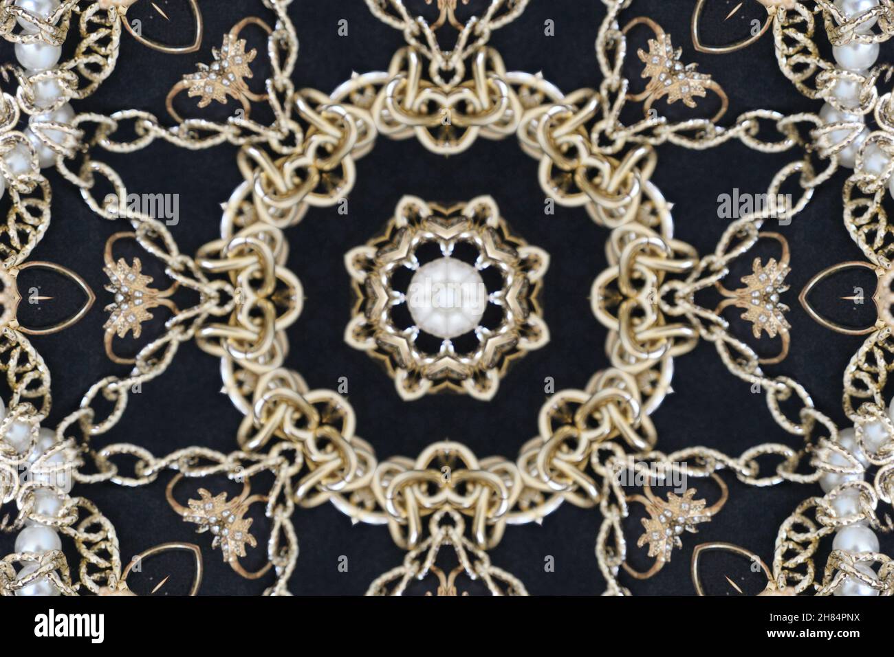 Abstract Golden Forms Mandala-Muster, aus einem fraktalen Design. Esoterischer nahtloser Hintergrund. Stockfoto