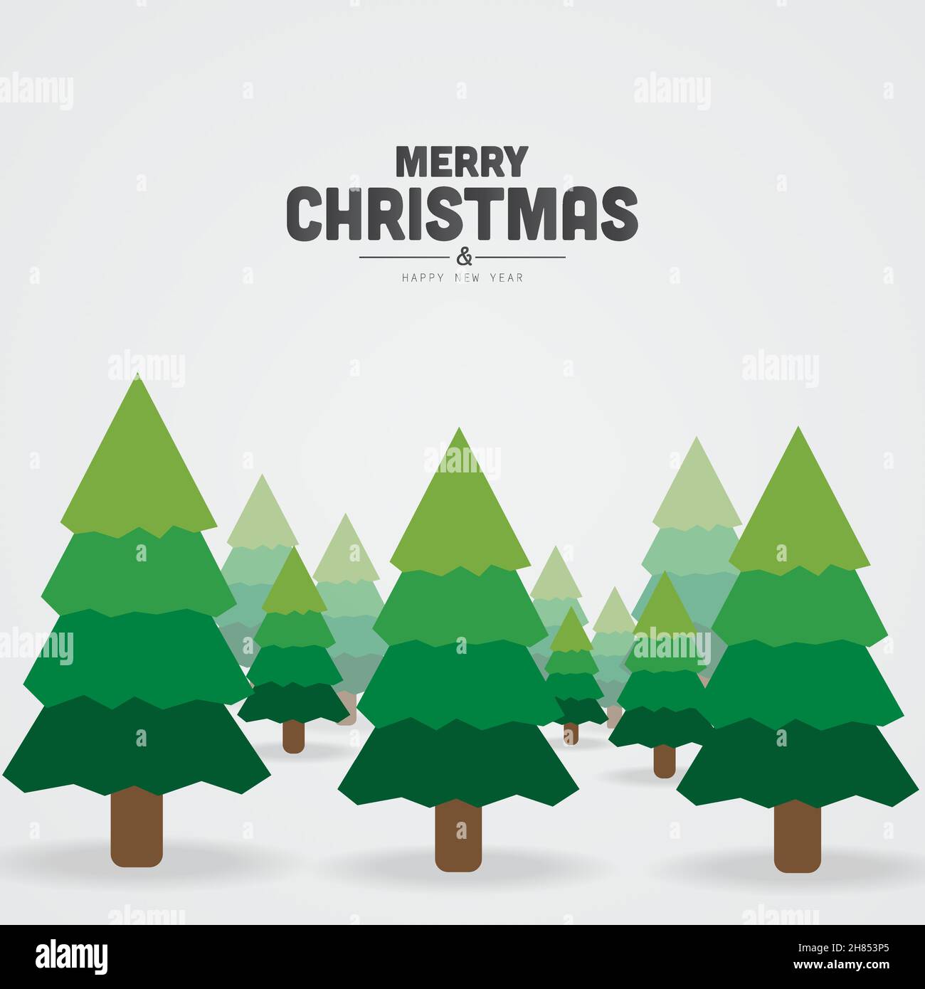 Weihnachten und Neujahr Grüße auf Urlaub Hintergrund. Bäume, Weihnachtskarte. Stock Vektor