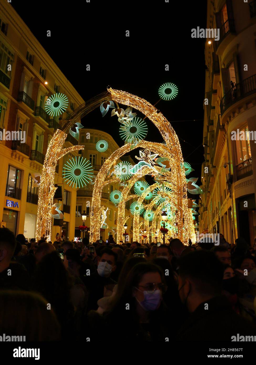 Malaga, Spanien. 26th. November 2021. Einweihung der Weihnachtslichter. Stockfoto