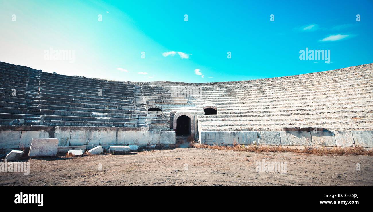 Ruinen von Stobi - Amphitheater Stockfoto