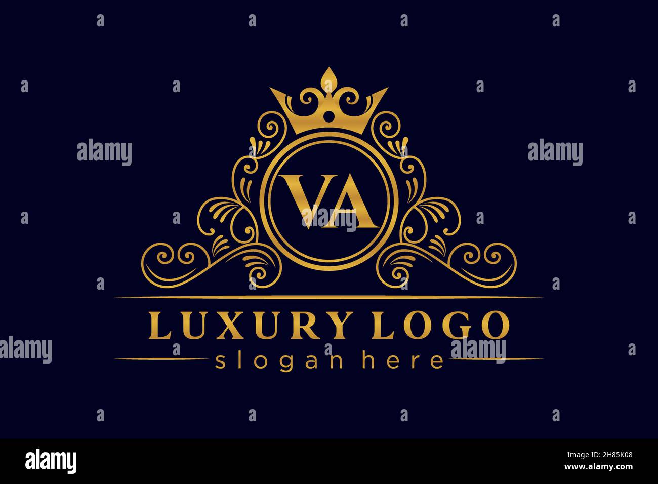 VA Initial Letter Gold kalligraphisch feminin floral handgezeichnete heraldische Monogramm antiken Vintage-Stil Luxus-Logo-Design Premium Stock Vektor