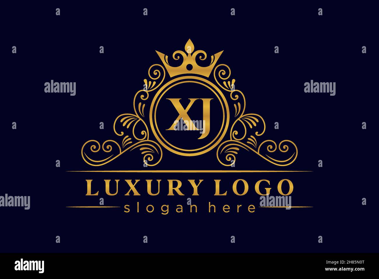 XJ Initial Letter Gold kalligraphisch feminin floral handgezeichnetes heraldisches Monogramm antiker Vintage-Stil Luxus-Logo-Design Premium Stock Vektor