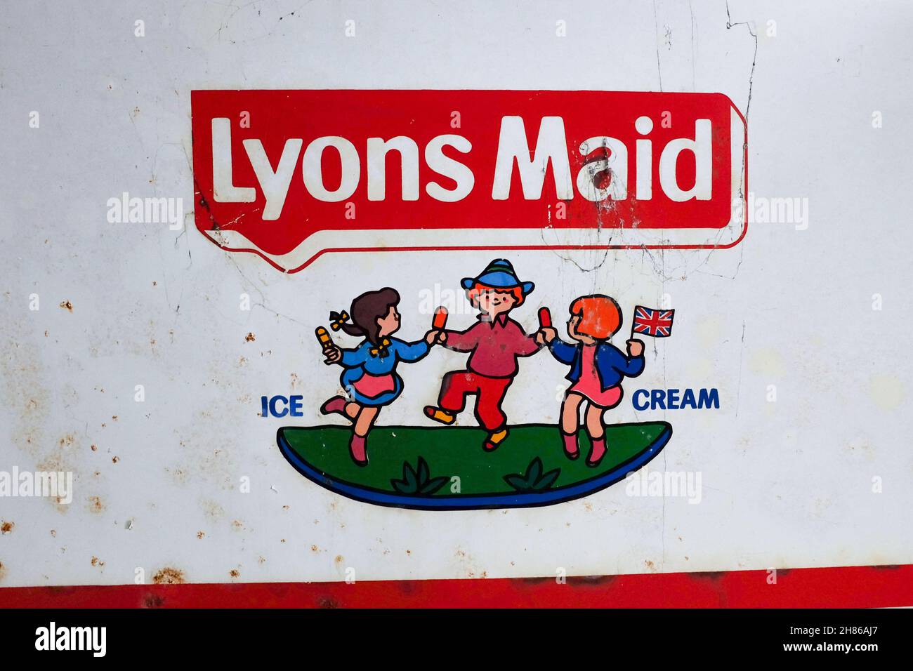 Das Logo der Lyons Maid. Stockfoto