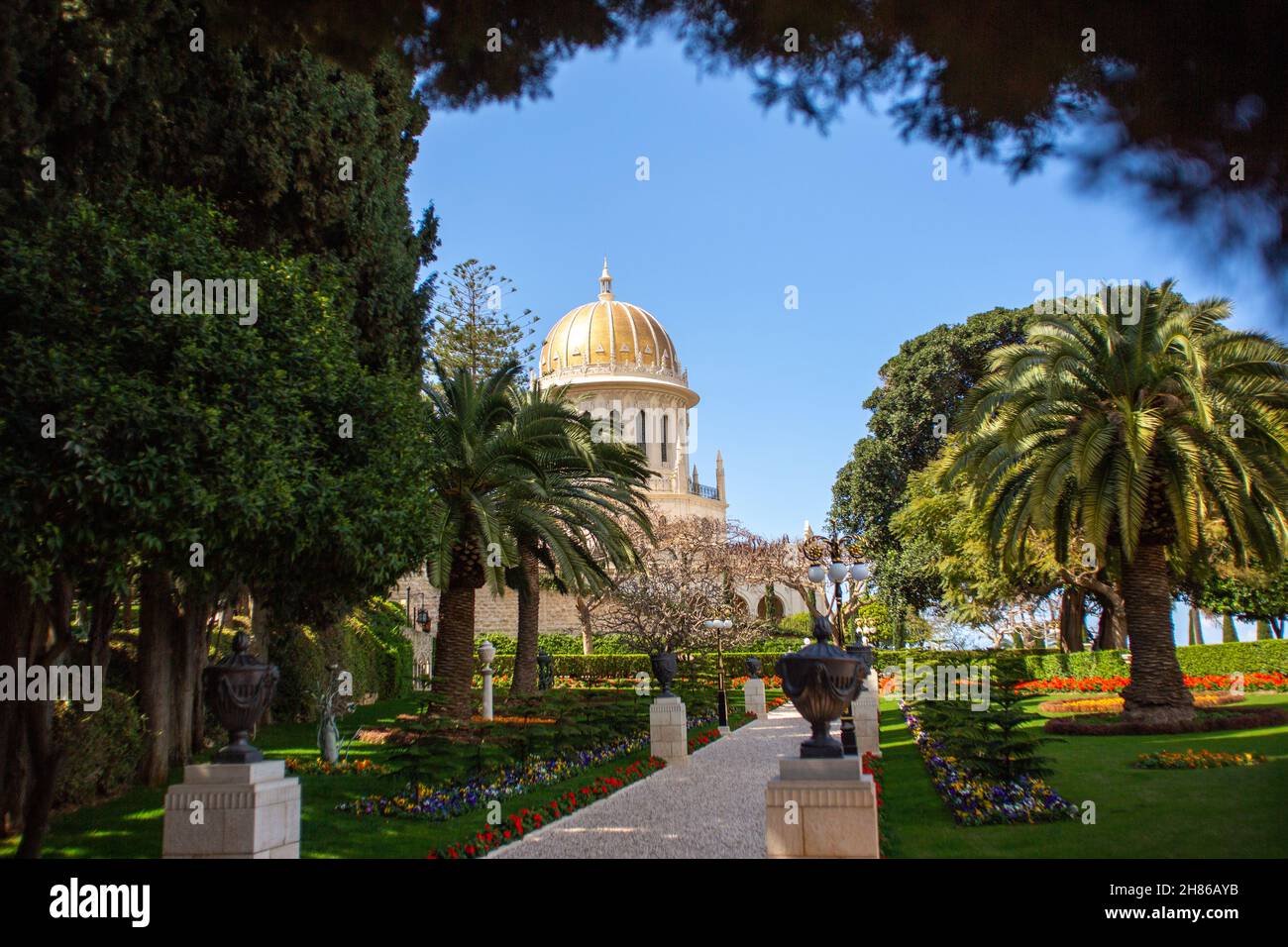 Israel, Haifa Bahai Gardens und Tempel auf dem Berg Carmel Stockfoto