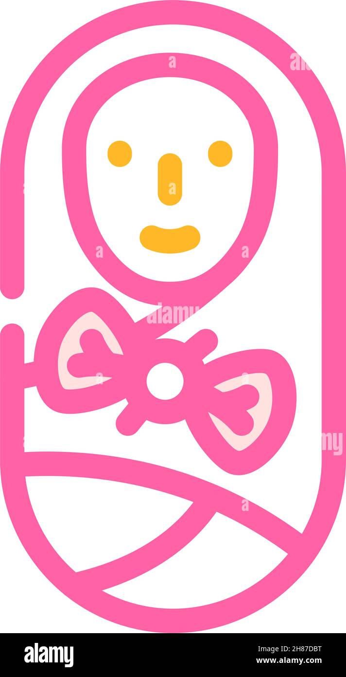 Neugeborenes Baby Mädchen Farbe Symbol Vektor Illustration Stock Vektor