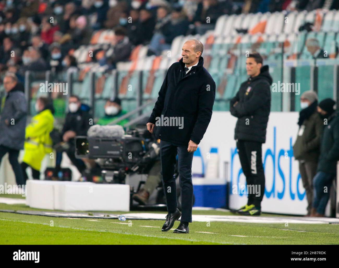 Trainer Massimiliano Allegri (Juventus FC) während des Fußballspiels der italienischen Serie A zwischen Juventus FC und Atalanta BC am 27. November 2021 in der Allianz Stockfoto