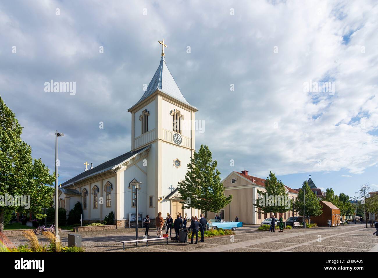 Kungsbacka: Kungsbacka Kirche, Hochzeitsfeier in , Hallands län, Schweden Stockfoto