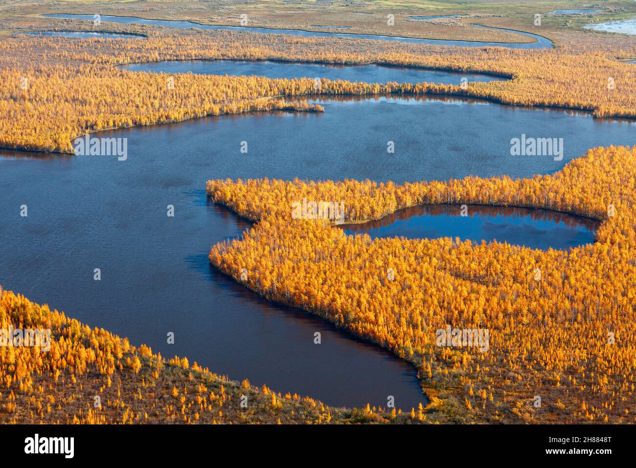 Luftaufnahme der Fores See während des Herbsttages. Stockfoto