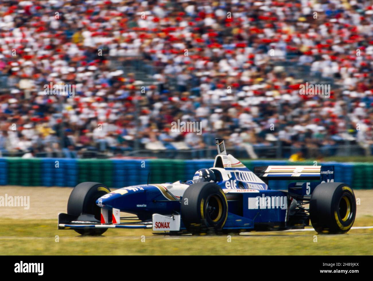 05 Hill Damon (gbr), Rothmans Williams Renault, Williams-Renault FW18, Aktion beim Großen Preis von Frankreich 1996, 9th Lauf der Formel-1-Weltmeisterschaft 1996 auf dem Circuit de Nevers Magny-Cours vom 28. Bis 30. Juni 1996 in Nevers, Frankreich - Foto: Dppi F1/DPPI/LiveMedia Stockfoto