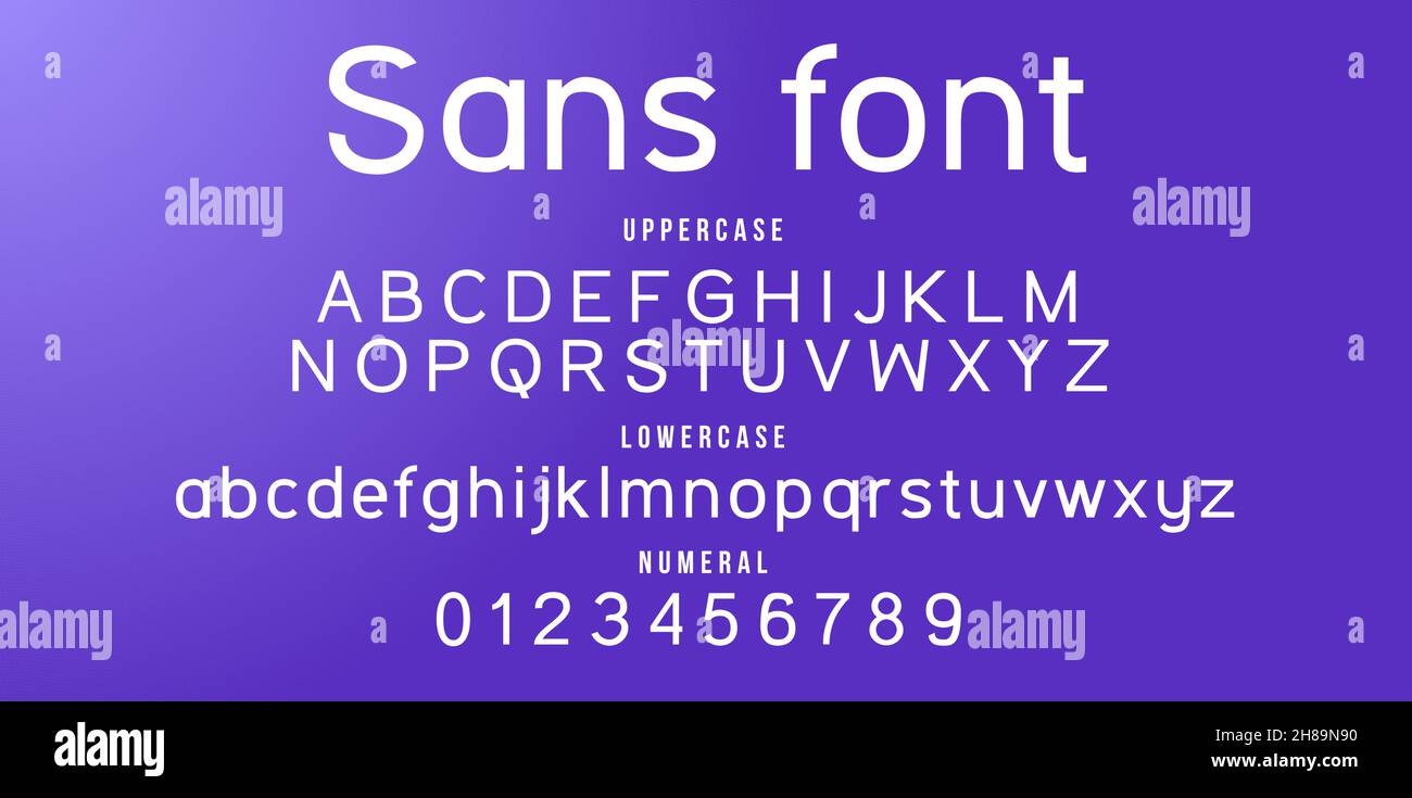 Sans Serif Typeface Alphabet Vektor Illustration isoliert Hintergrund Stock Vektor
