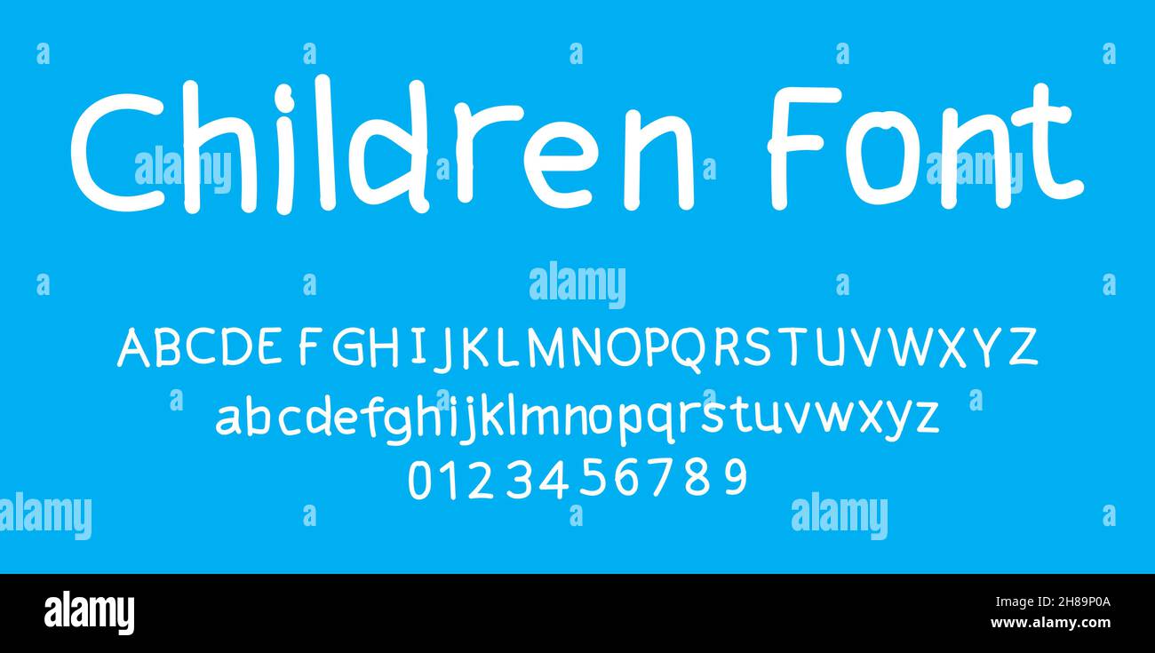 Kinder niedlichen Schriftart Alphabet Vektor Illustration isoliert Hintergrund Stock Vektor