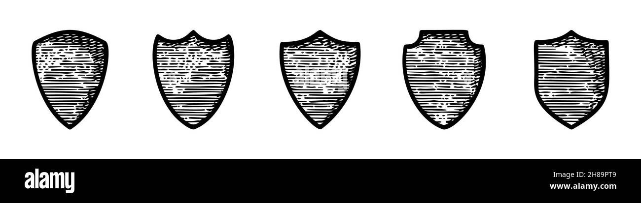 Vektorgrafik für Doodle Shield festlegen Stock Vektor