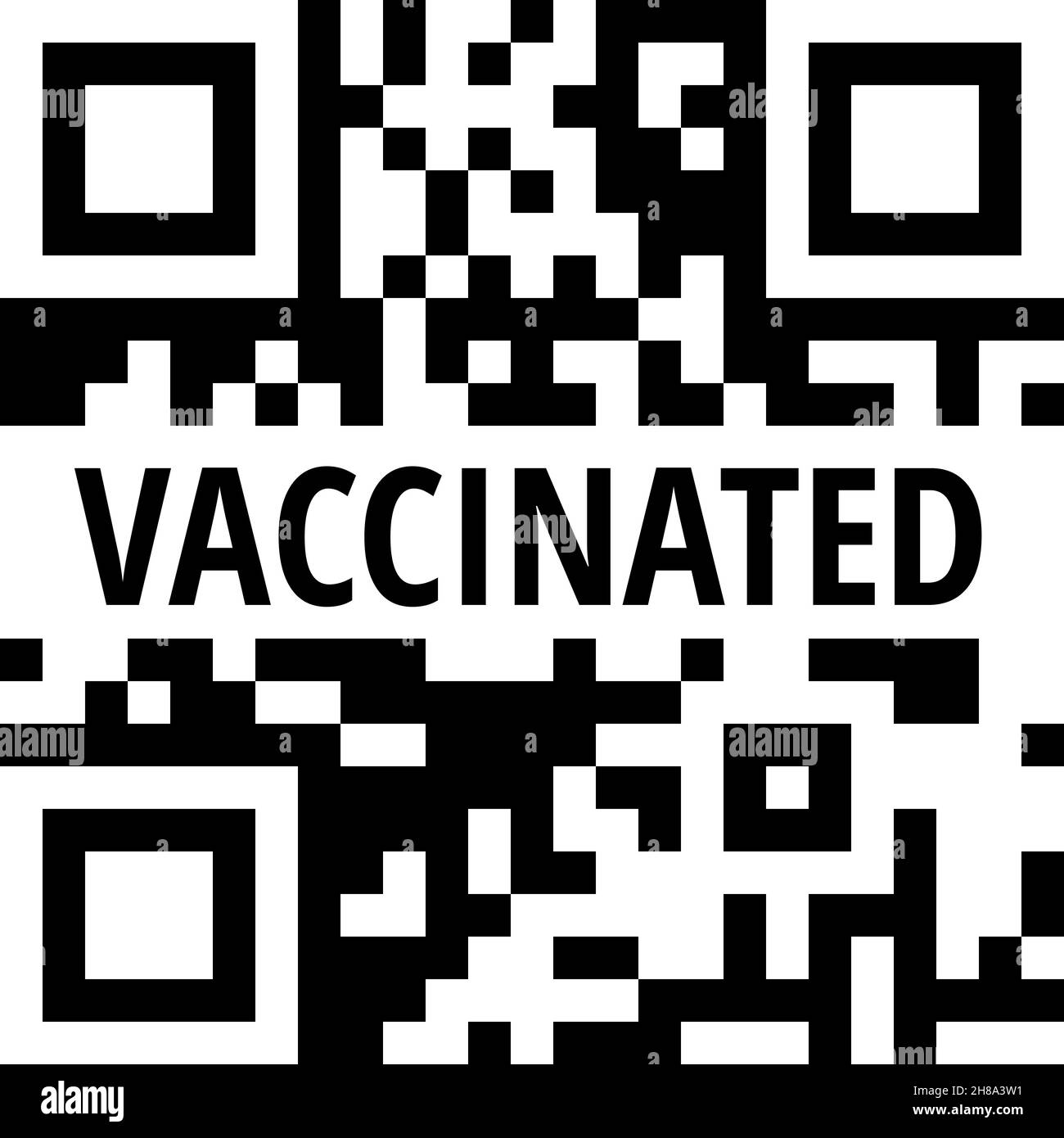 QR-Code mit geimpfter Text-Label-Vektor-Illustration Stock Vektor