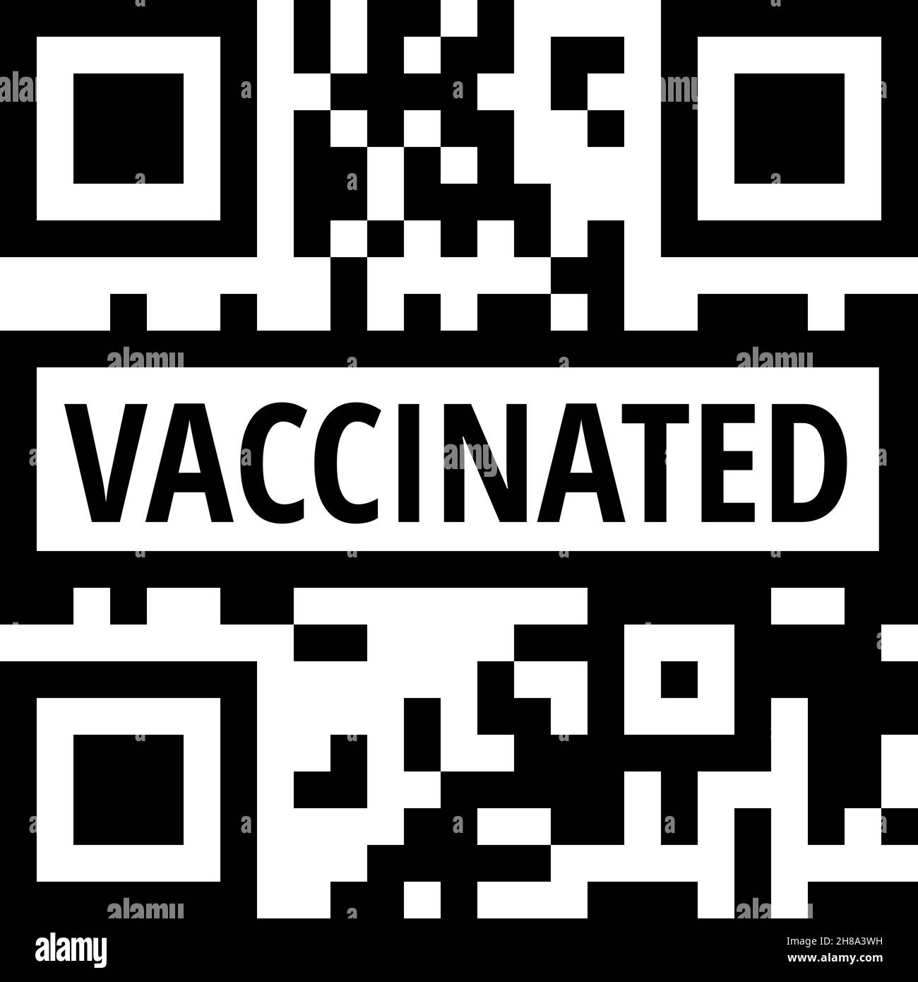 QR-Code mit geimpfter Text-Label-Vektor-Illustration Stock Vektor