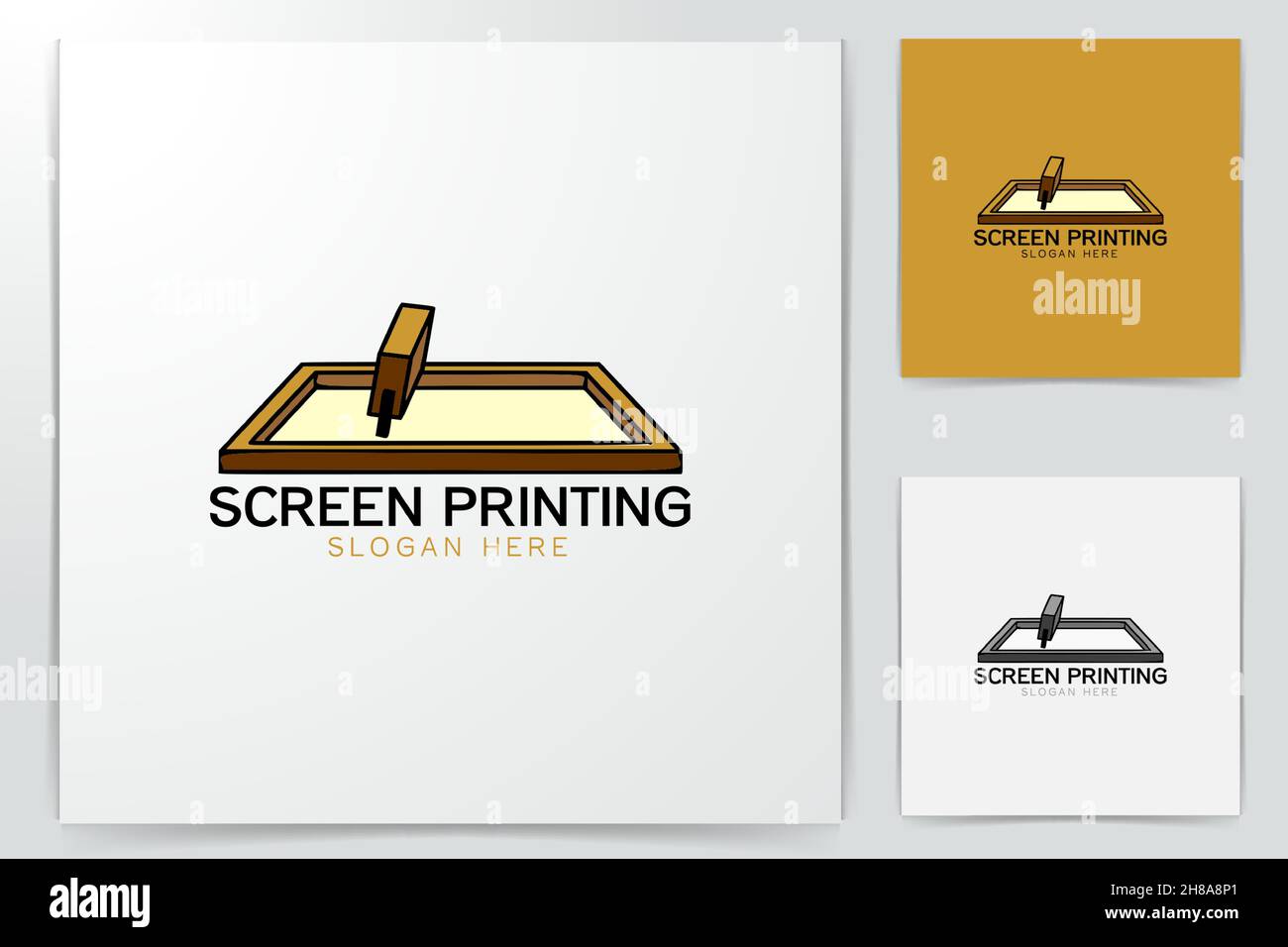 Siebdruck Logo Designs Inspiration isoliert auf weißem Hintergrund Stock Vektor