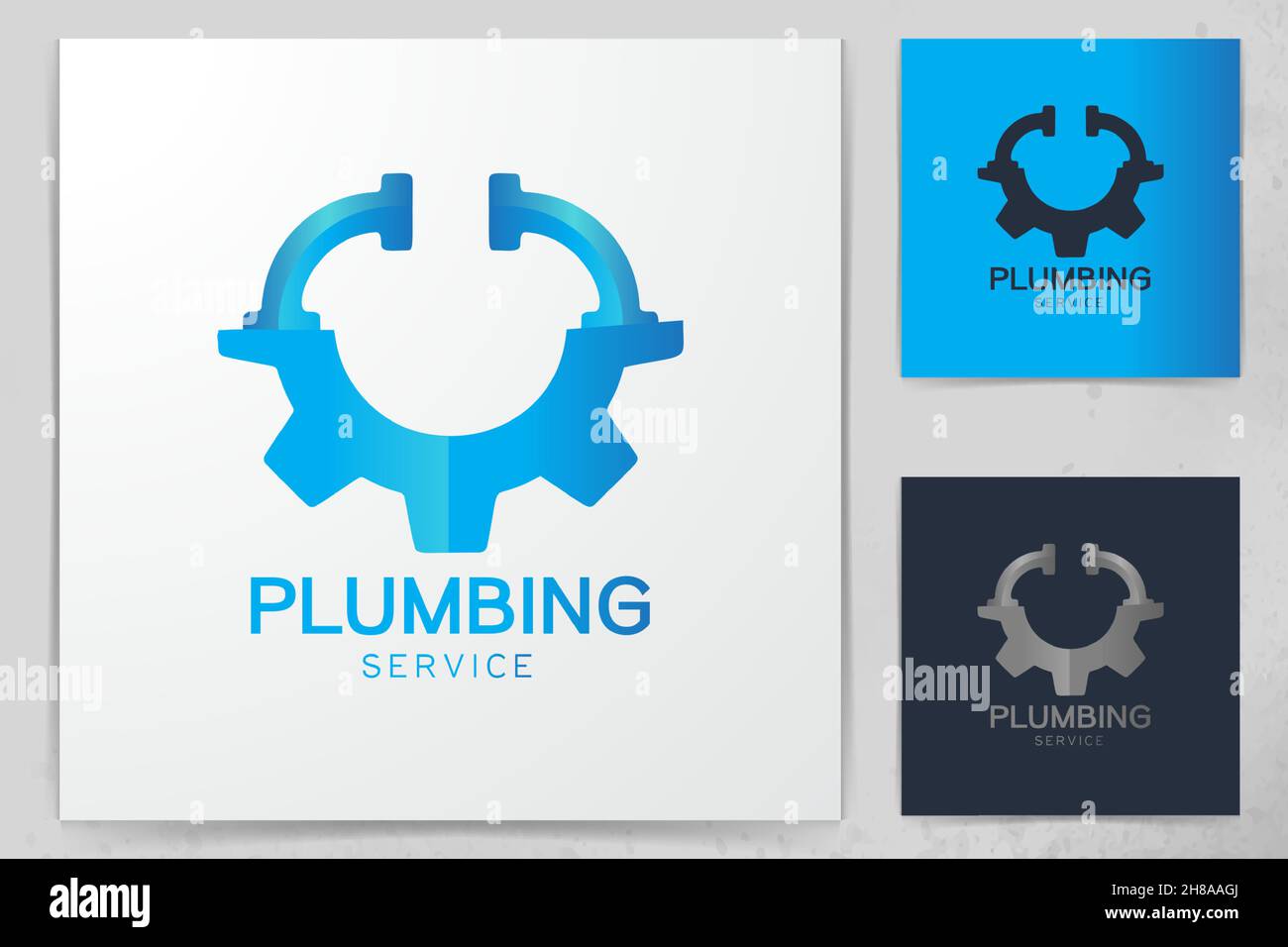 Gang und Rohr, Sanitär Logo Designs Inspiration isoliert auf weißem Hintergrund Stock Vektor