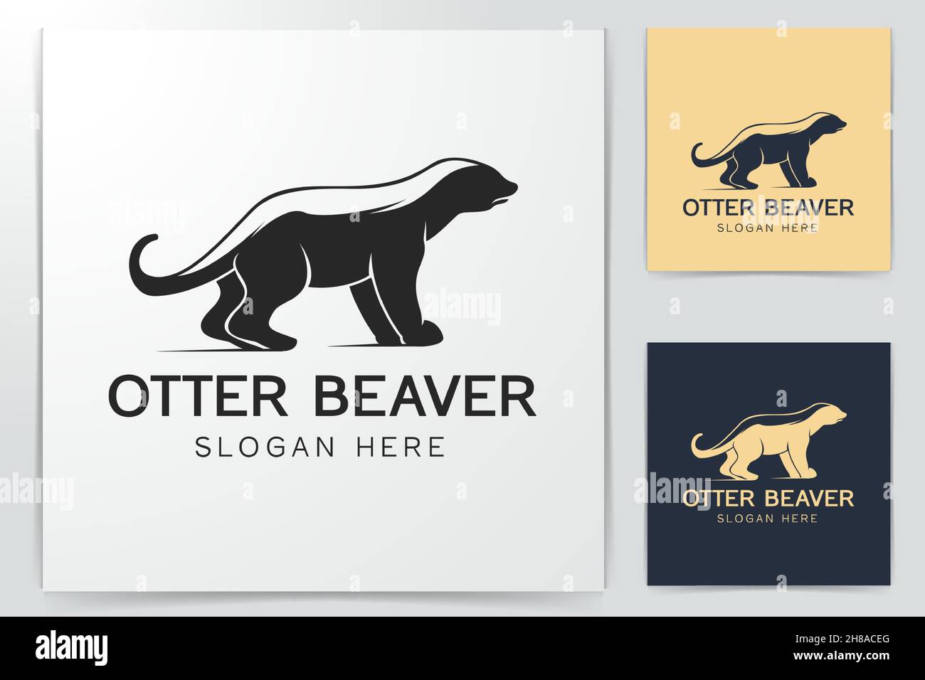 Frettchen, Eichhörnchen Logo Designs Inspiration isoliert auf weißem Hintergrund Stock Vektor