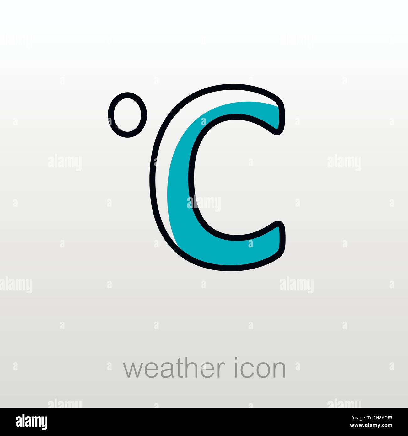 Symbol für den Grad Celsius-Umriss. Meteorologie. Wetter. Vektorgrafik eps 10 Stock Vektor