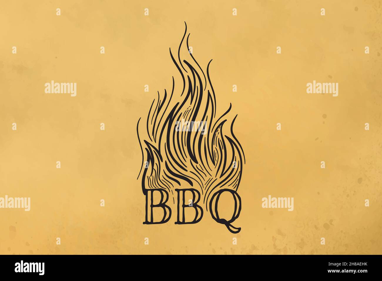 Feuer flammen, bbq Logo Design Stock Vektor