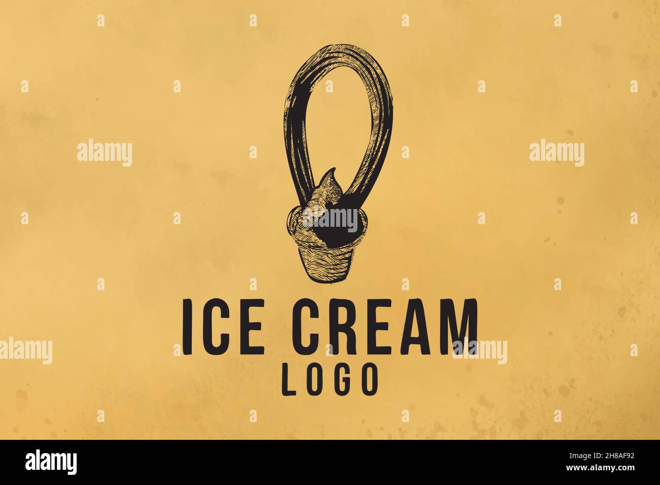 Handgezeichnetes Eis Logo Designs Inspiration Stock Vektor
