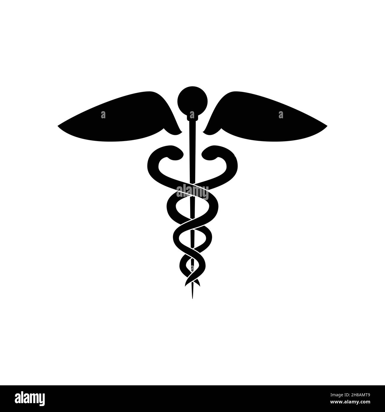 Caduceus Gesundheitssymbol Asclepius's Wand Logo Ideen. Inspiration Logo Design. Darstellung Des Vektor-Vorlagenbildes. Isoliert Auf Weißem Hintergrund Stock Vektor