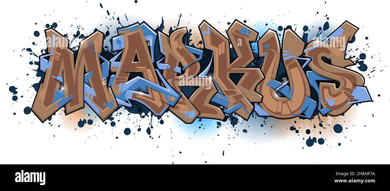 Graffiti Styled Name Design - Markus Coole, gut lesbare Graffiti-Kunst Stockfoto